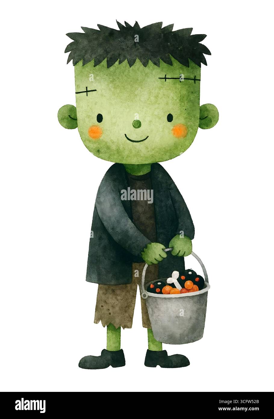 Illustration de personnage mignon d'Halloween, Clipart costume Spooky Kawaii Banque D'Images