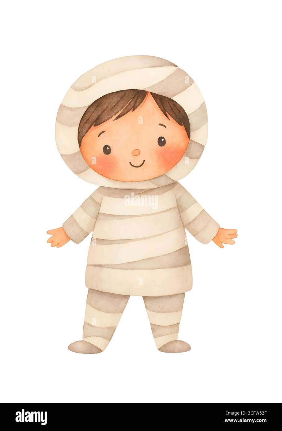 Illustration de personnage mignon d'Halloween, Clipart costume Spooky Kawaii Banque D'Images