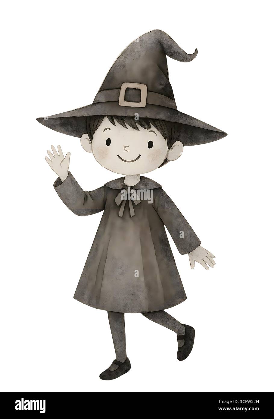 Illustration de personnage mignon d'Halloween, Clipart costume Spooky Kawaii Banque D'Images