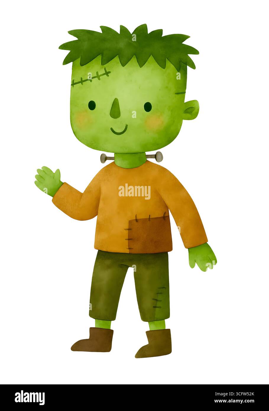 Illustration de personnage mignon d'Halloween, Clipart costume Spooky Kawaii Banque D'Images