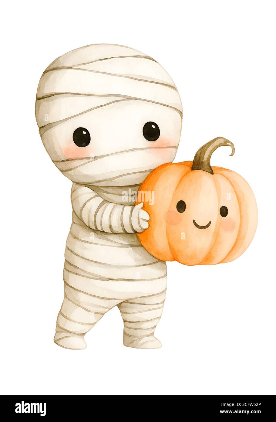 Illustration de personnage mignon d'Halloween, Clipart costume Spooky Kawaii Banque D'Images