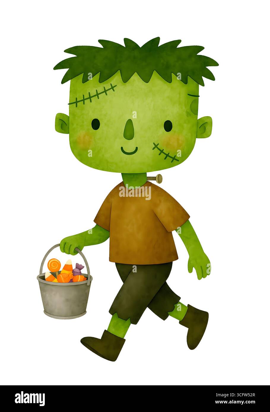 Illustration de personnage mignon d'Halloween, Clipart costume Spooky Kawaii Banque D'Images