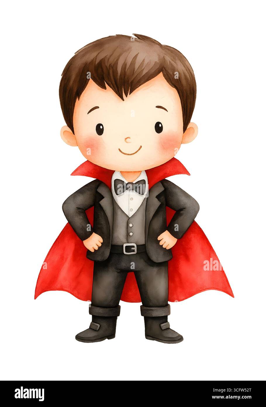 Illustration de personnage mignon d'Halloween, Clipart costume Spooky Kawaii Banque D'Images