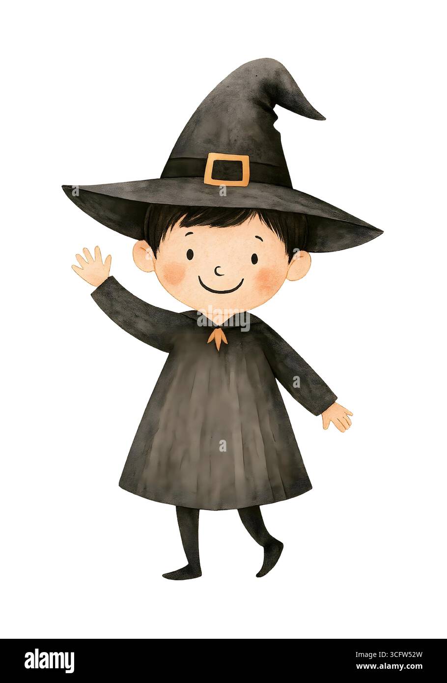 Illustration de personnage mignon d'Halloween, Clipart costume Spooky Kawaii Banque D'Images