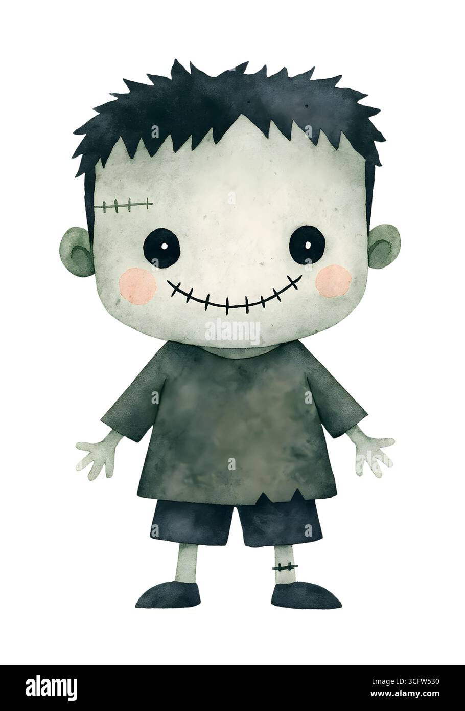 Illustration de personnage mignon d'Halloween, Clipart costume Spooky Kawaii Banque D'Images