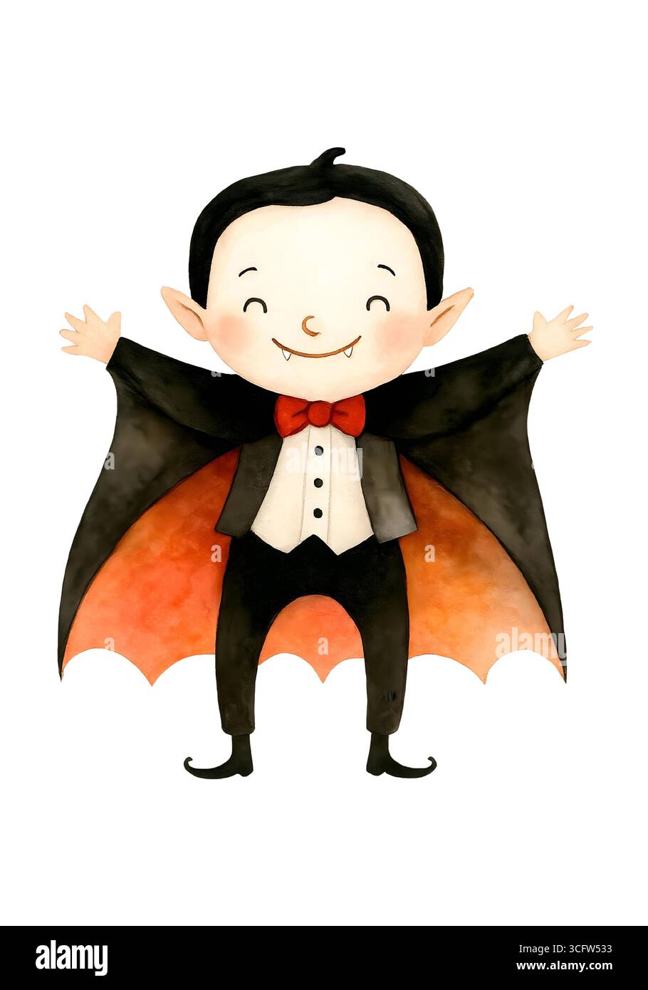 Illustration de personnage mignon d'Halloween, Clipart costume Spooky Kawaii Banque D'Images
