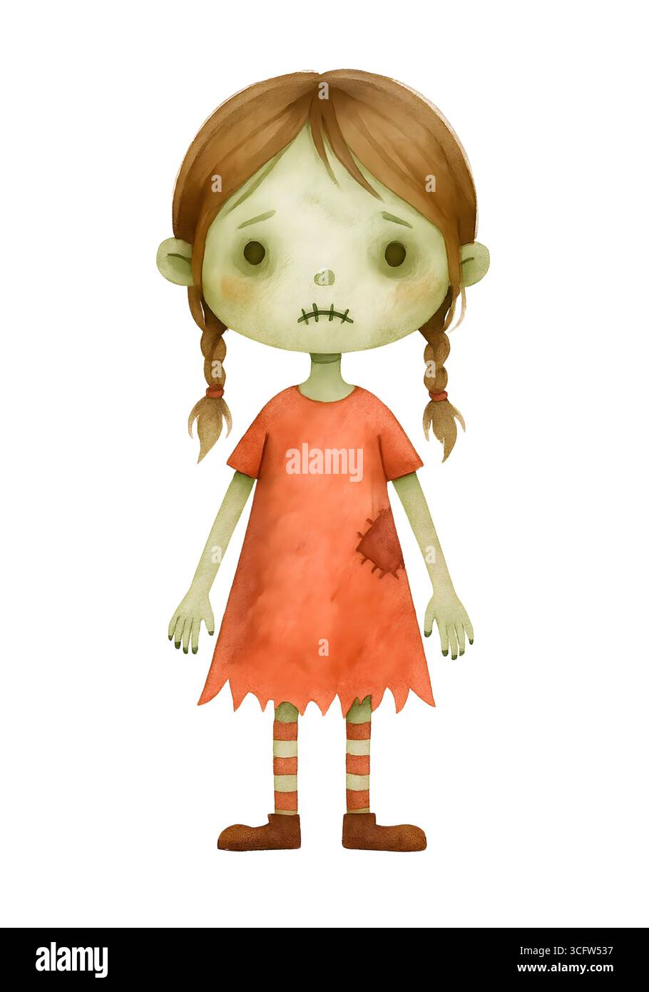 Illustration de personnage mignon d'Halloween, Clipart costume Spooky Kawaii Banque D'Images