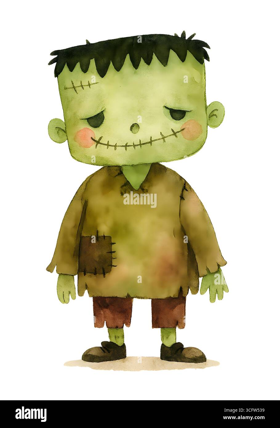 Illustration de personnage mignon d'Halloween, Clipart costume Spooky Kawaii Banque D'Images