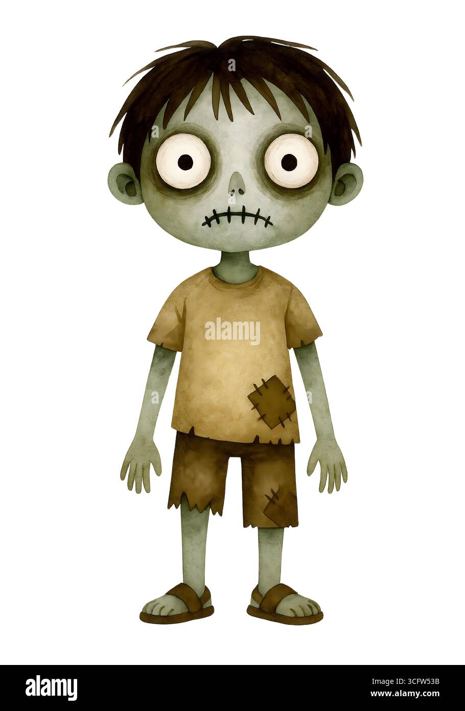 Illustration de personnage mignon d'Halloween, Clipart costume Spooky Kawaii Banque D'Images