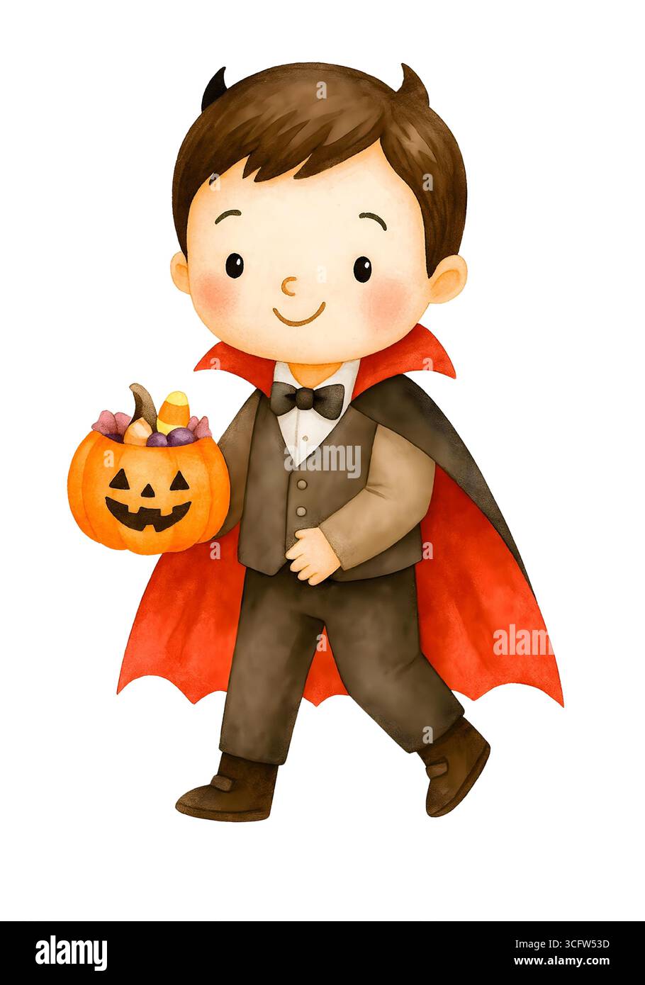 Illustration de personnage mignon d'Halloween, Clipart costume Spooky Kawaii Banque D'Images