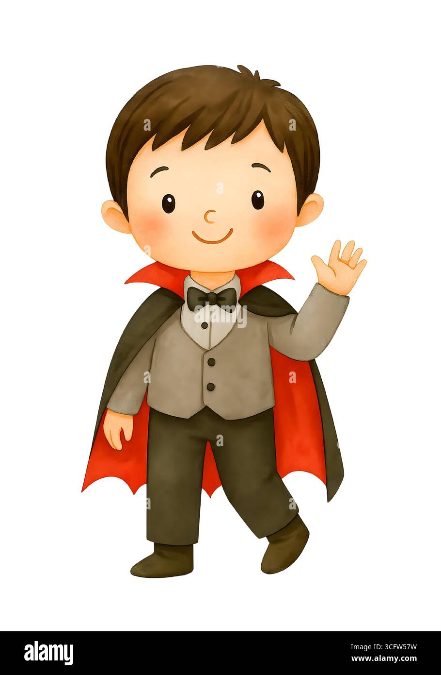 Illustration de personnage mignon d'Halloween, Clipart costume Spooky Kawaii Banque D'Images