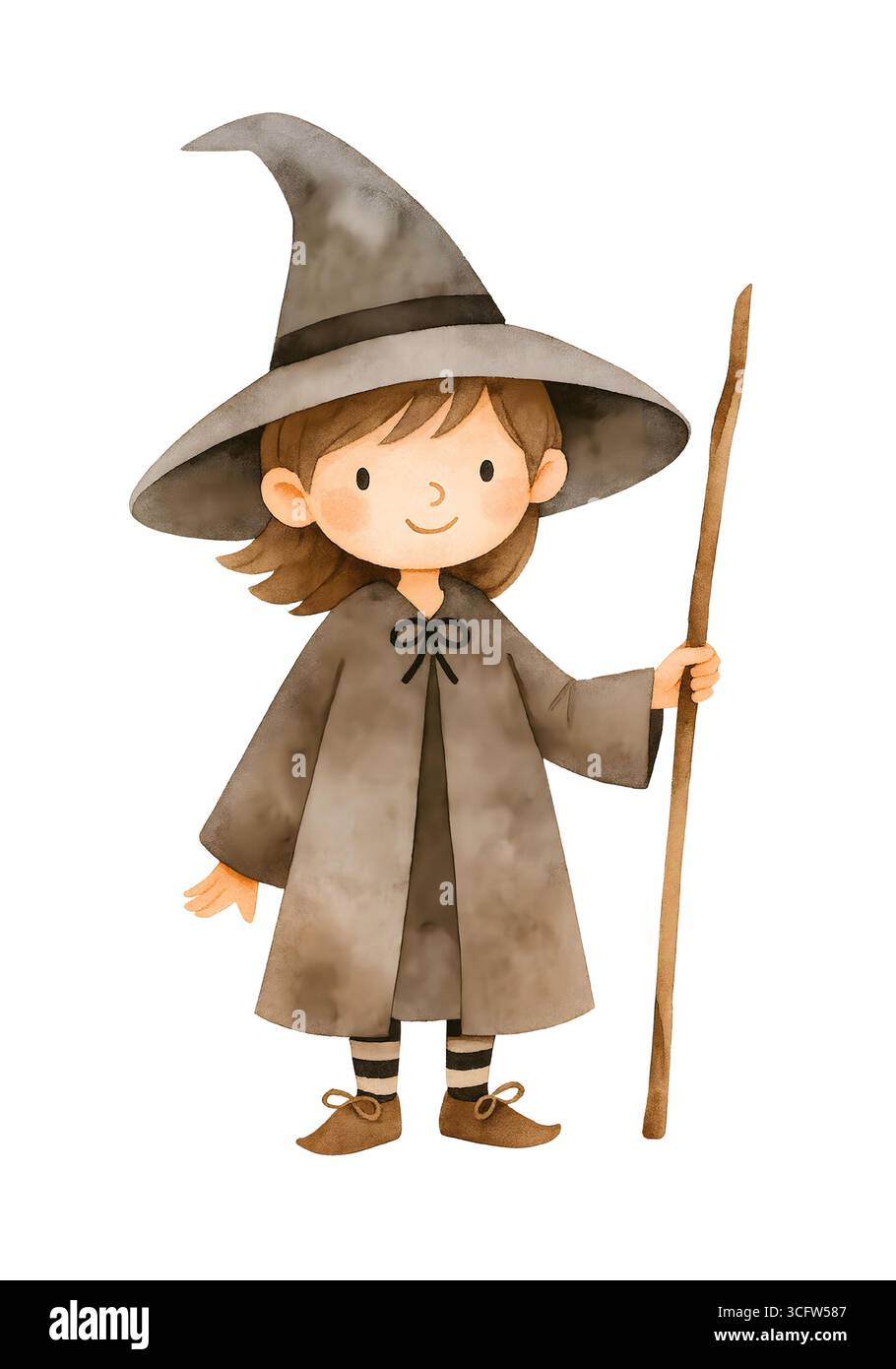 Illustration de personnage mignon d'Halloween, Clipart costume Spooky Kawaii Banque D'Images