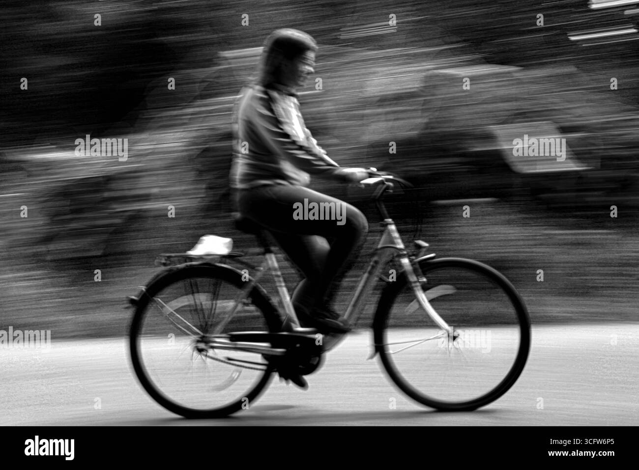 24.08.2025, Spaziergang in Wald Fuerstenried West Muenchen, im Bild : Radfahrerin in Forstenrieder Wald *** 24 08 2025, promenade dans la forêt Fuerstenried West Munich, dans la photo cycliste in Forstenrieder Wald Banque D'Images
