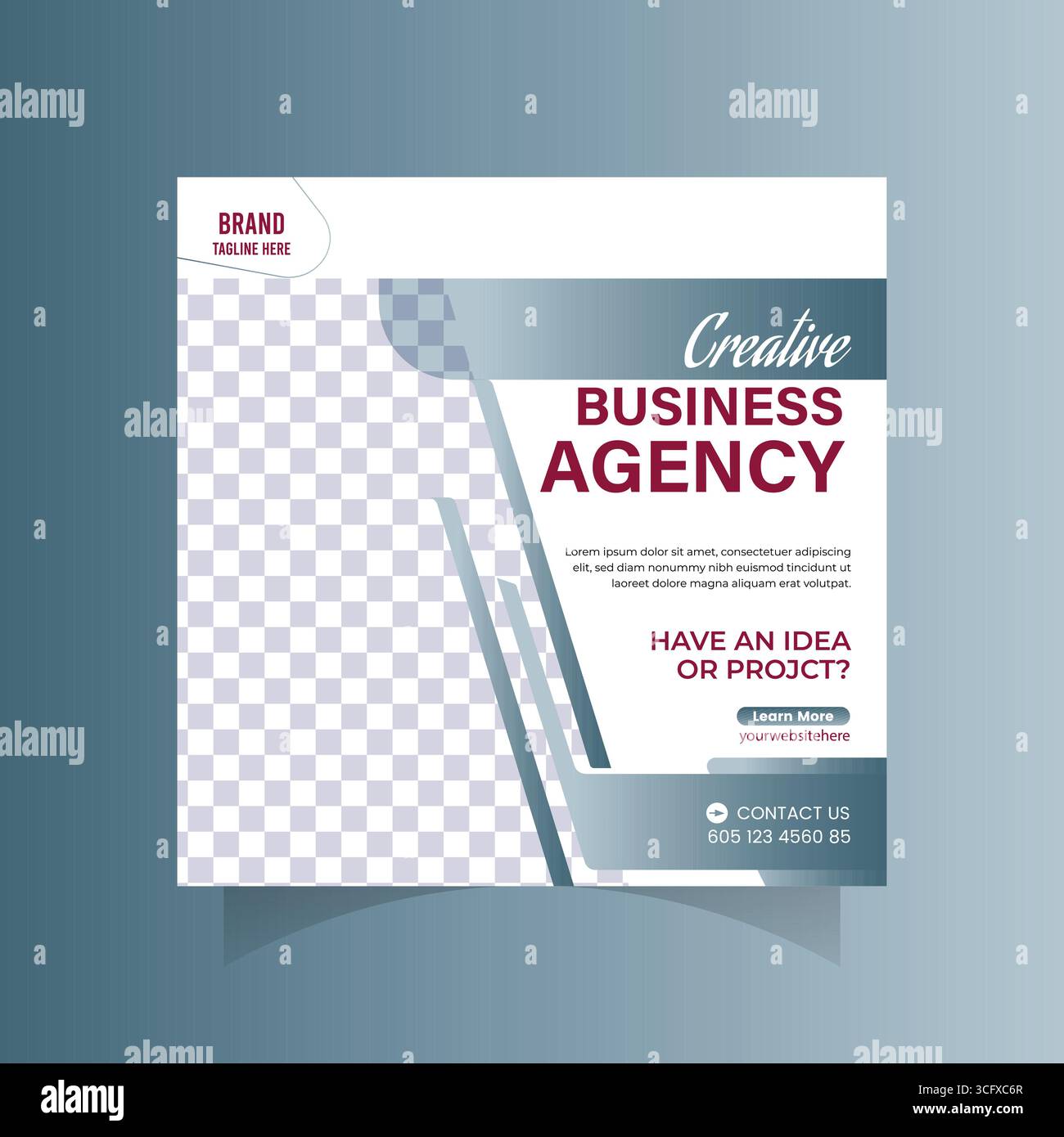 Modèle de publication de médias sociaux d'agence d'affaires moderne avec image et texte d'espace réservé Illustration de Vecteur