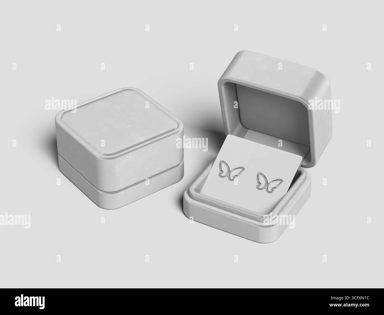Maquette élégante de boîte à bijoux avec affichage de boucle d'oreille Banque D'Images
