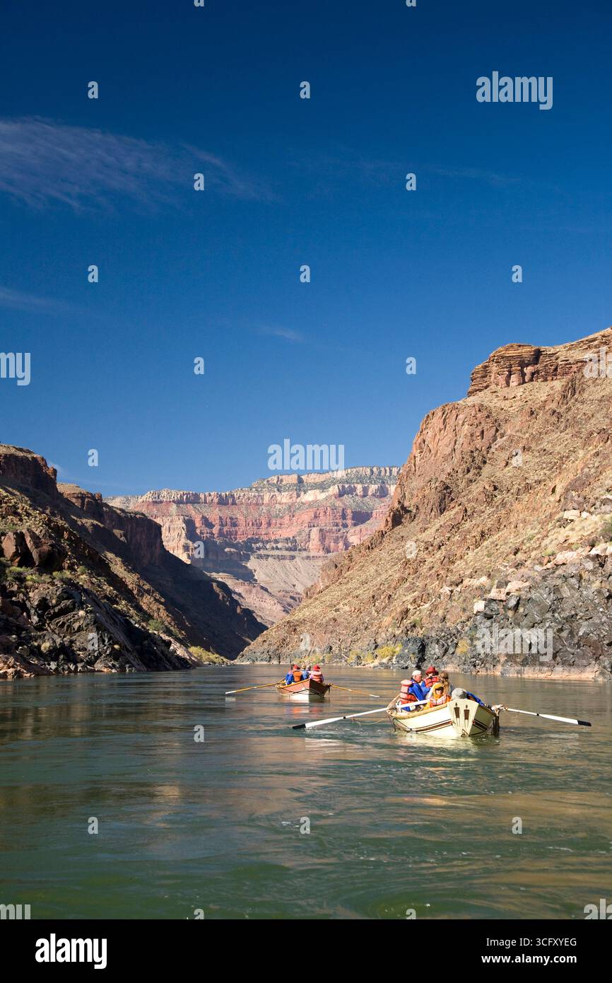 Rafting sur le Grand Canyon. Parc national du Grand Canyon, Arizona. Banque D'Images
