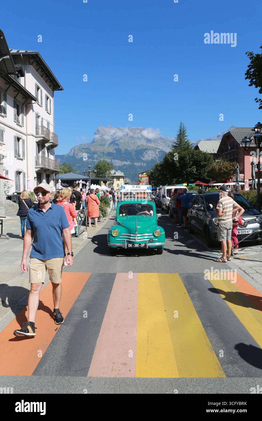 Fête de la Rioule : 70 ans du groupe folklorique la Chamoschire. Saint-Gervais Mont-Blanc. Haute-Savoie. Auvergne-Rhône-Alpes. France. Europe. Banque D'Images