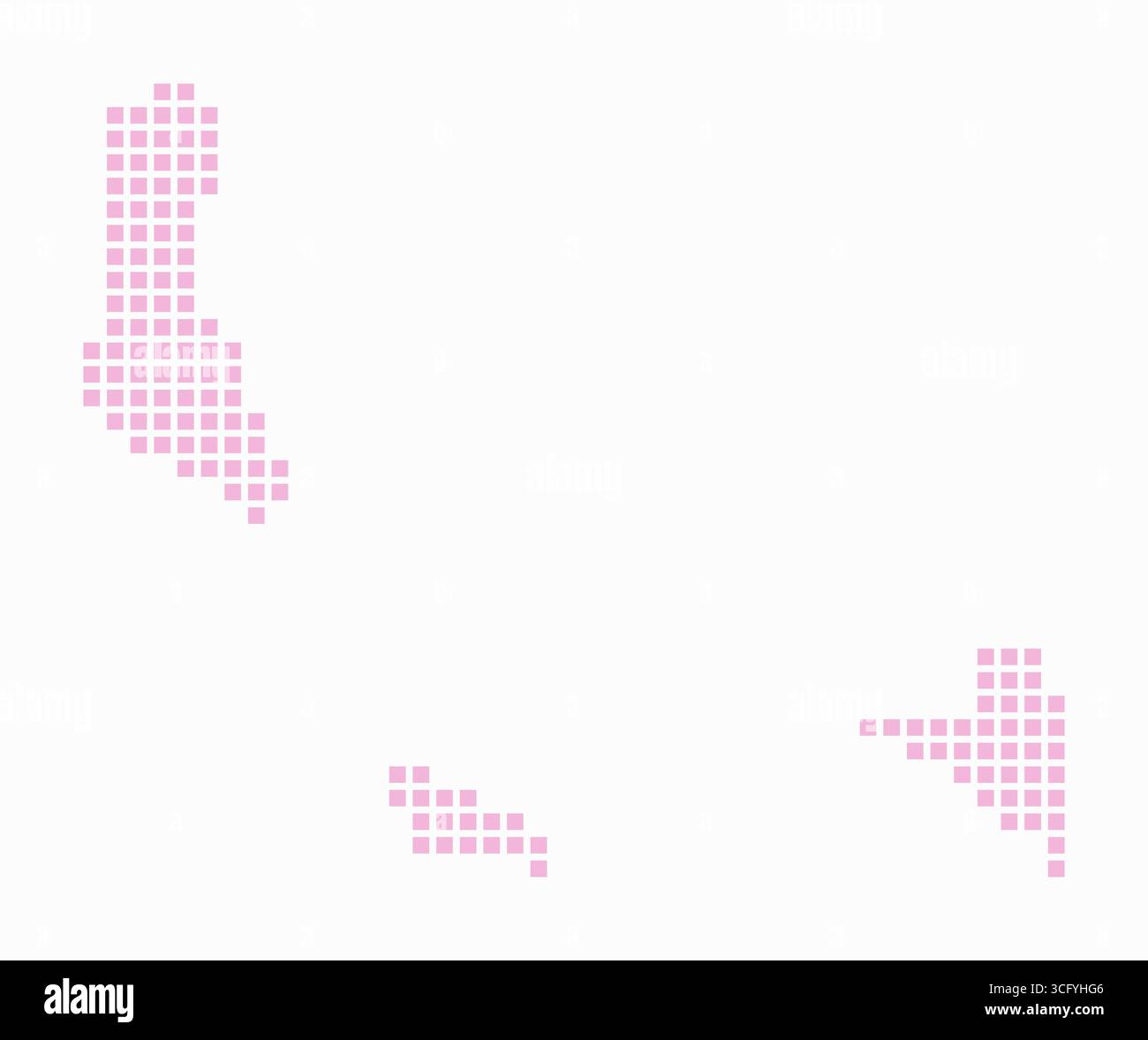 Carte en pointillés des Comores. Carte de style numérique du pays sur fond blanc. Forme Comores avec points carrés. Style de points colorés. Carrés de grande taille. Illustration de Vecteur