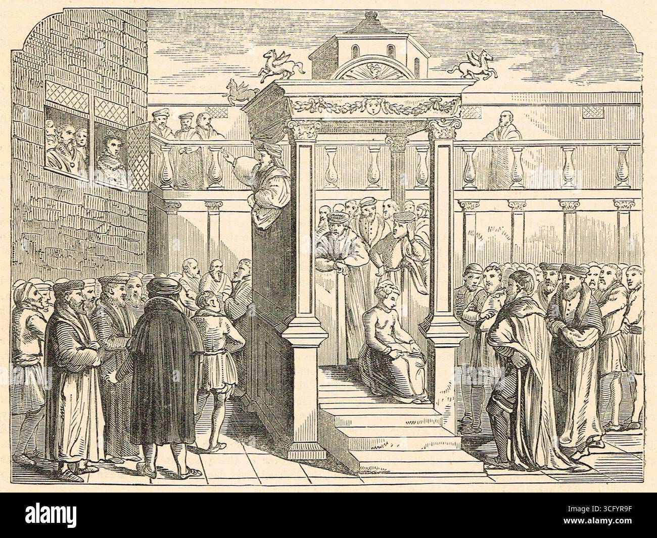 Hugh Latimer prêchant devant le roi Édouard VI d'Angleterre Banque D'Images