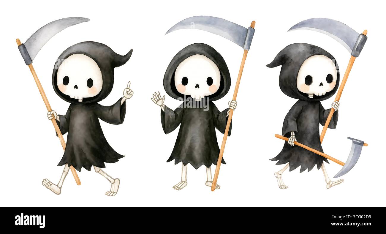 Cute Halloween Pack – Kawaii Spooky Clipart Set Banque D'Images