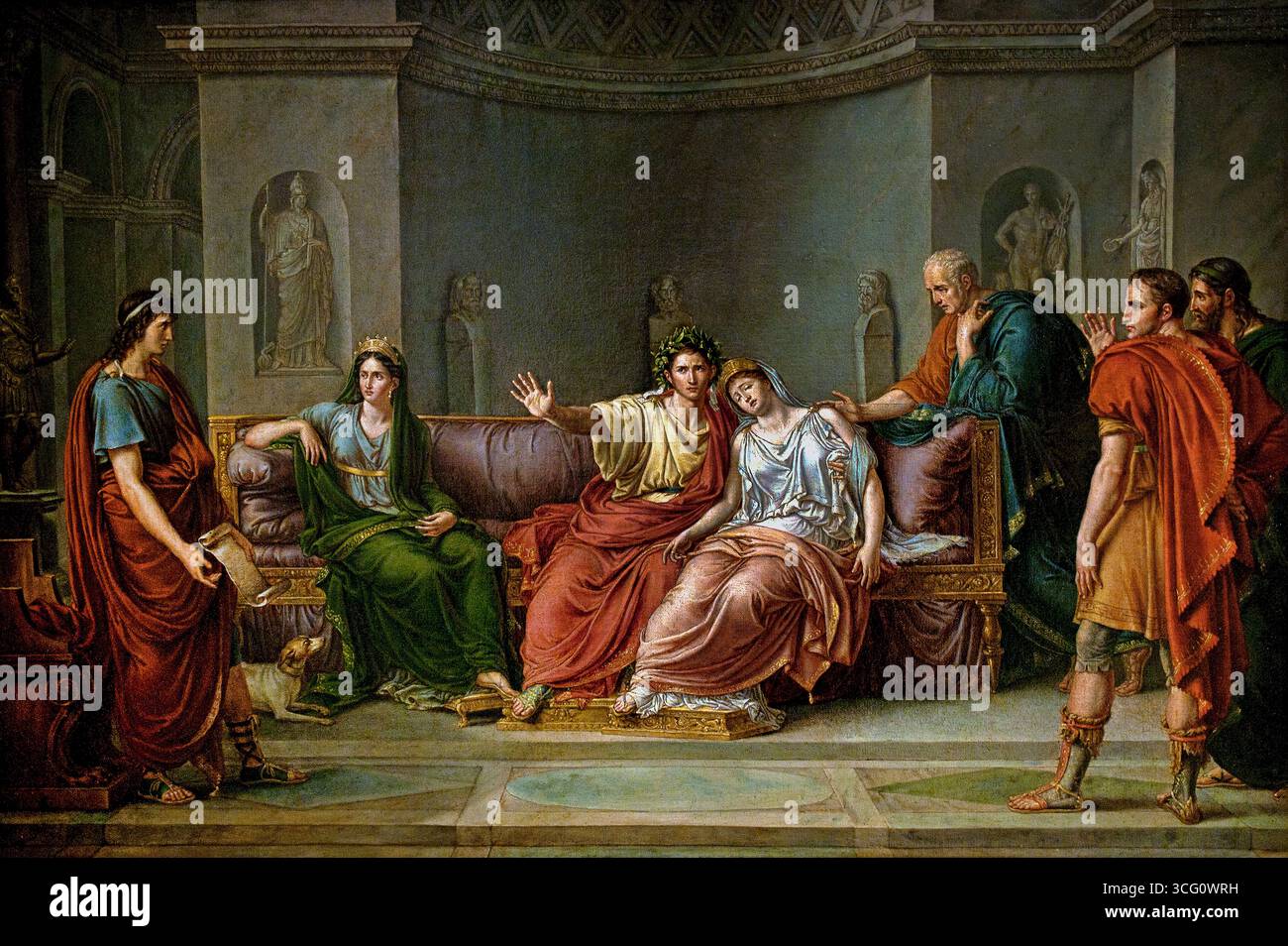 Virgile lisant l'Énée devant l'empereur Auguste et son épouse Livia par Jean-Baptiste Joseph Wicar (1762-1834) France Musée français de Lille France. (« Virgile lisant l'Énée » par Jean Auguste Dominique Ingres. La peinture représente le poète romain Virgile lisant son poème épique L'Énéide à l'empereur Auguste. Jean Auguste Dominique Ingres (1780-1867) Banque D'Images Virgile lisant l'Énée devant l'empereur Auguste et son épouse Livia par Jean-Baptiste Joseph Wicar (1762-1834) France Musée français de Lille France. (« Virgile lisant l'Énée » par Jean Auguste Dominique Ingres. La peinture représente le poète romain Virgile lisant son poème épique L'Énéide à l'empereur Auguste. Jean Auguste Dominique Ingres (1780-1867) Banque D'Images