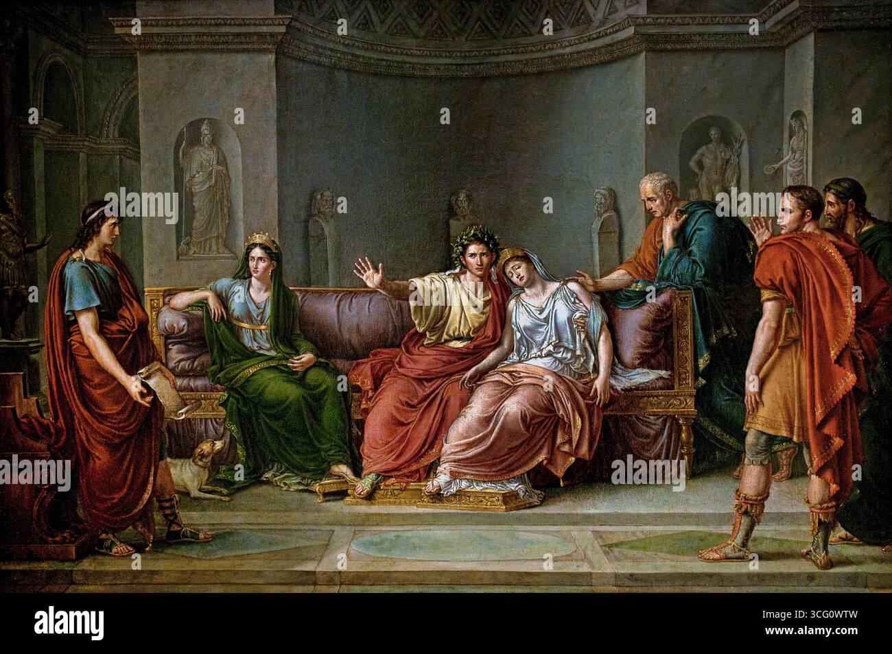 Virgile lisant l'Énée devant l'empereur Auguste et son épouse Livia par Jean-Baptiste Joseph Wicar (1762-1834) France Musée français de Lille France. (« Virgile lisant l'Énée » par Jean Auguste Dominique Ingres. La peinture représente le poète romain Virgile lisant son poème épique L'Énéide à l'empereur Auguste. Jean Auguste Dominique Ingres (1780-1867) Banque D'Images Virgile lisant l'Énée devant l'empereur Auguste et son épouse Livia par Jean-Baptiste Joseph Wicar (1762-1834) France Musée français de Lille France. (« Virgile lisant l'Énée » par Jean Auguste Dominique Ingres. La peinture représente le poète romain Virgile lisant son poème épique L'Énéide à l'empereur Auguste. Jean Auguste Dominique Ingres (1780-1867) Banque D'Images