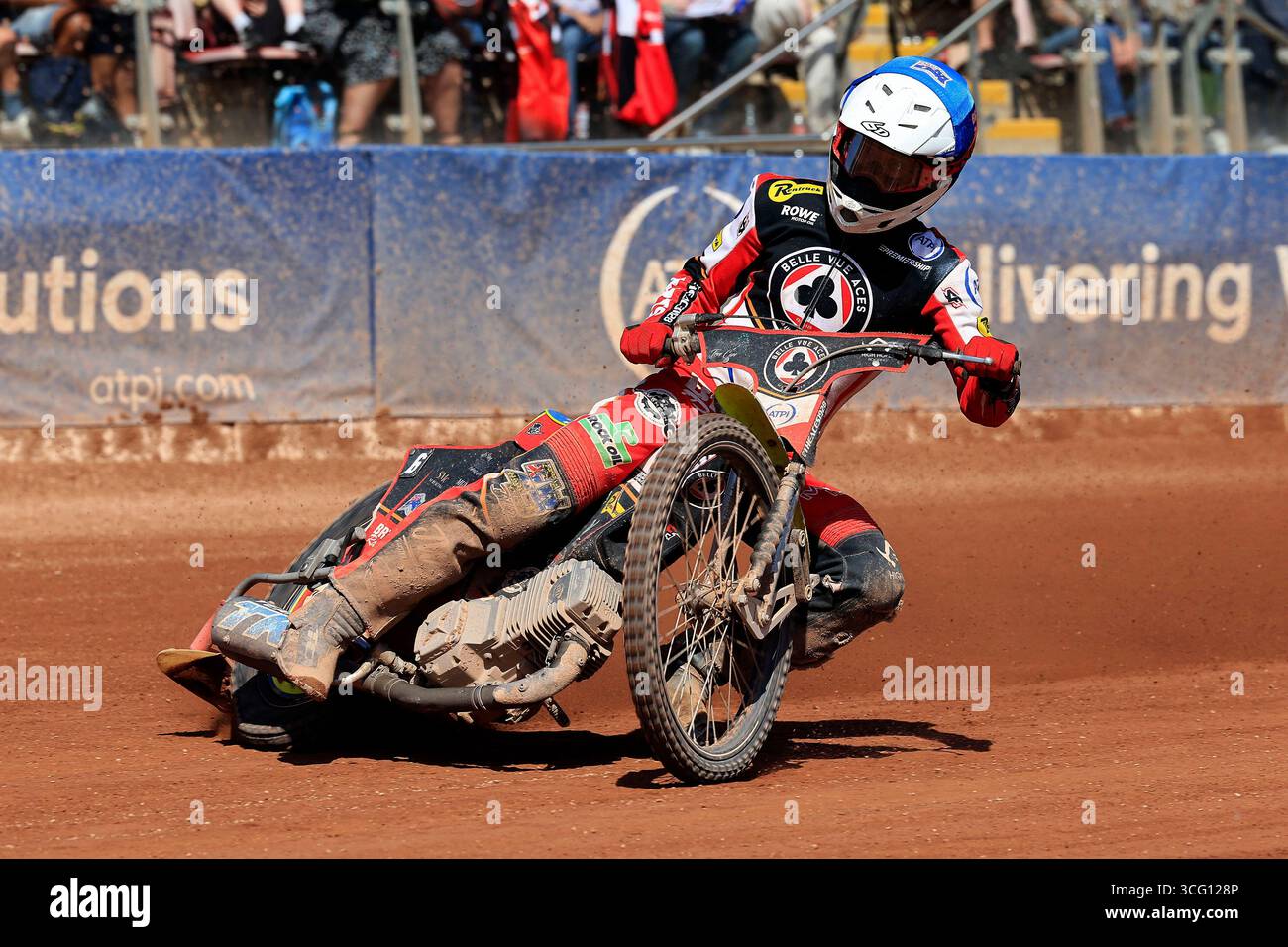 National Speedway Stadium, Manchester le lundi 25 août 2025. Tate Zischke (réserve) de belle vue ATPI Aces lors du Rowe Motor Oil Premiership match entre belle vue Aces et Sheffield Tigers au National Speedway Stadium de Manchester le lundi 25 août 2025. (Photo : Eddie Garvey | mi News) crédit : MI News & Sport /Alamy Live News Banque D'Images
