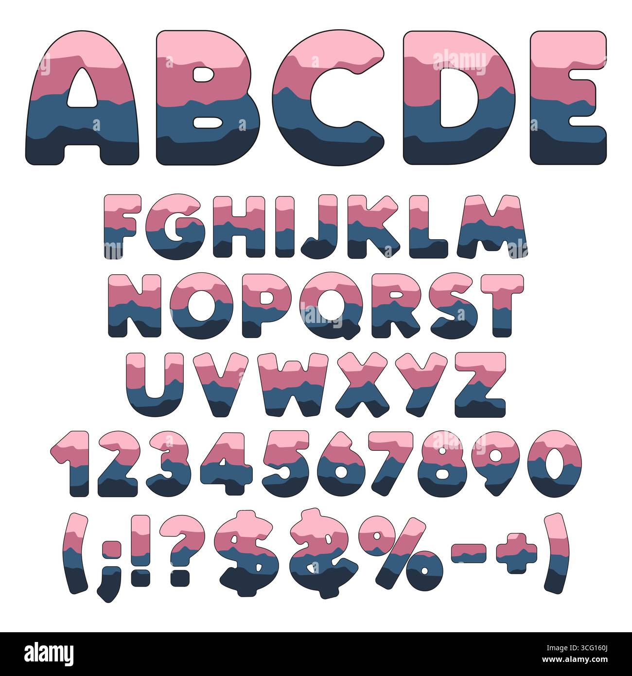 Police, alphabet, lettre, nombre des calques. Objets vectoriels isolés sur fond blanc. Illustration de Vecteur