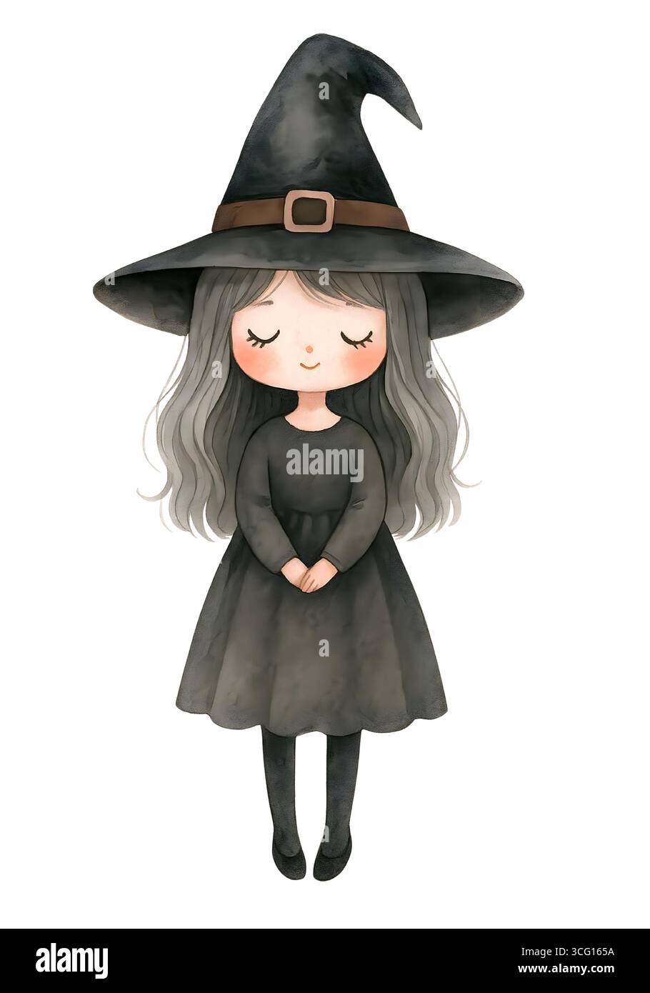 Illustration de personnage mignon d'Halloween, Clipart costume Spooky Kawaii Banque D'Images