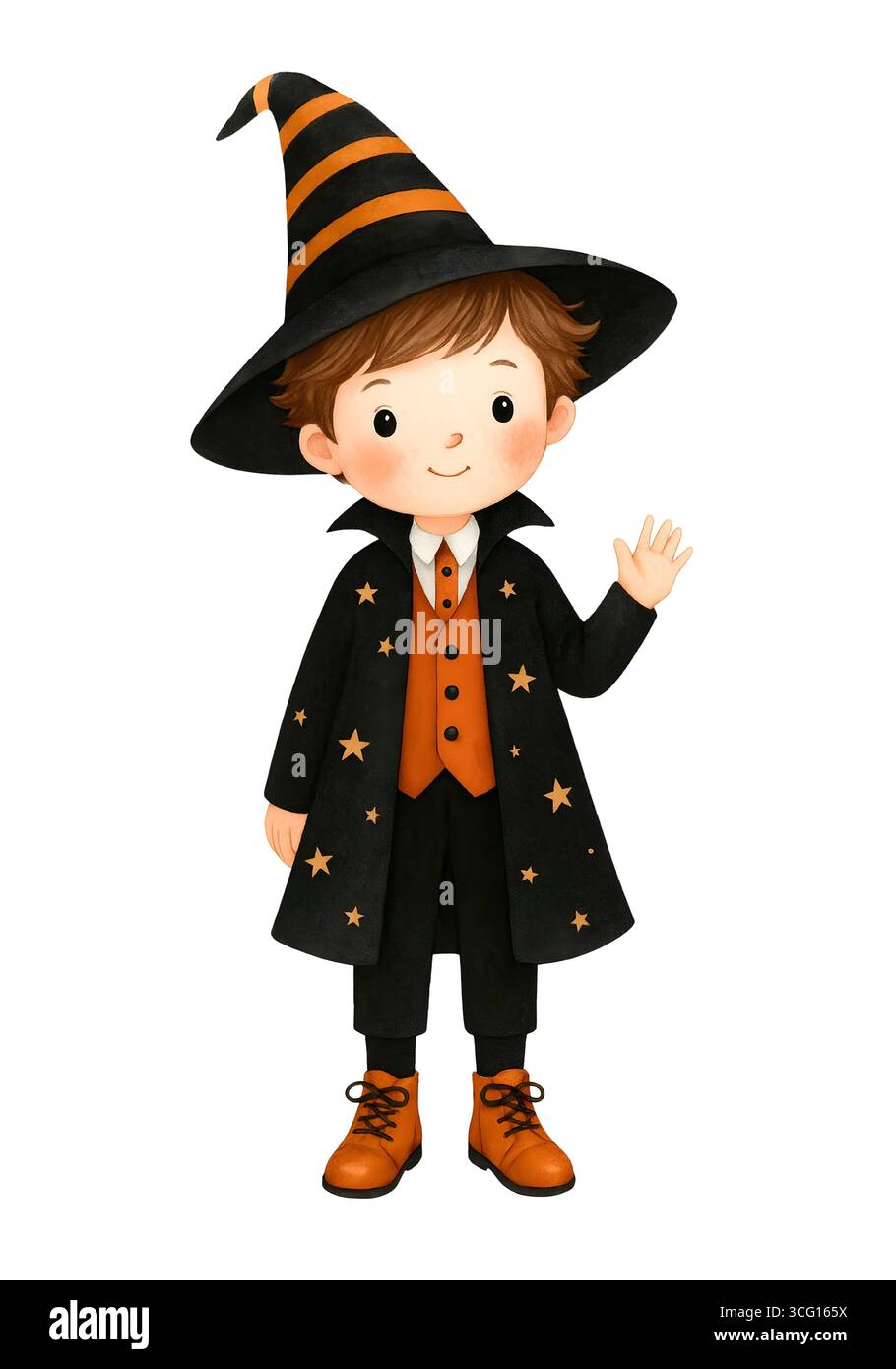 Illustration de personnage mignon d'Halloween, Clipart costume Spooky Kawaii Banque D'Images