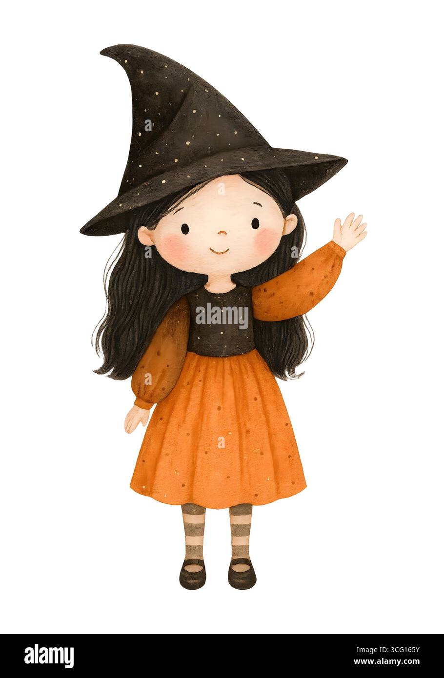 Illustration de personnage mignon d'Halloween, Clipart costume Spooky Kawaii Banque D'Images
