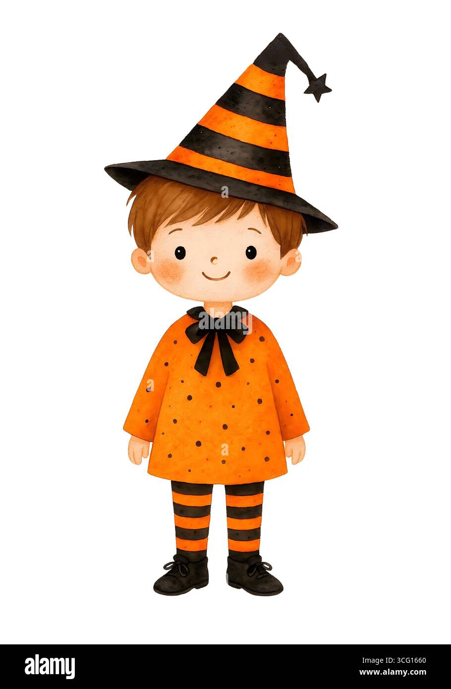 Illustration de personnage mignon d'Halloween, Clipart costume Spooky Kawaii Banque D'Images