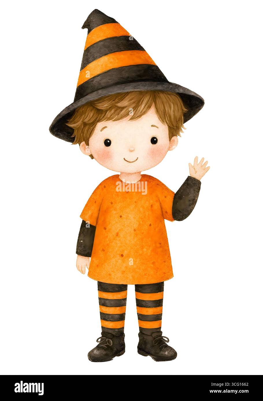 Illustration de personnage mignon d'Halloween, Clipart costume Spooky Kawaii Banque D'Images