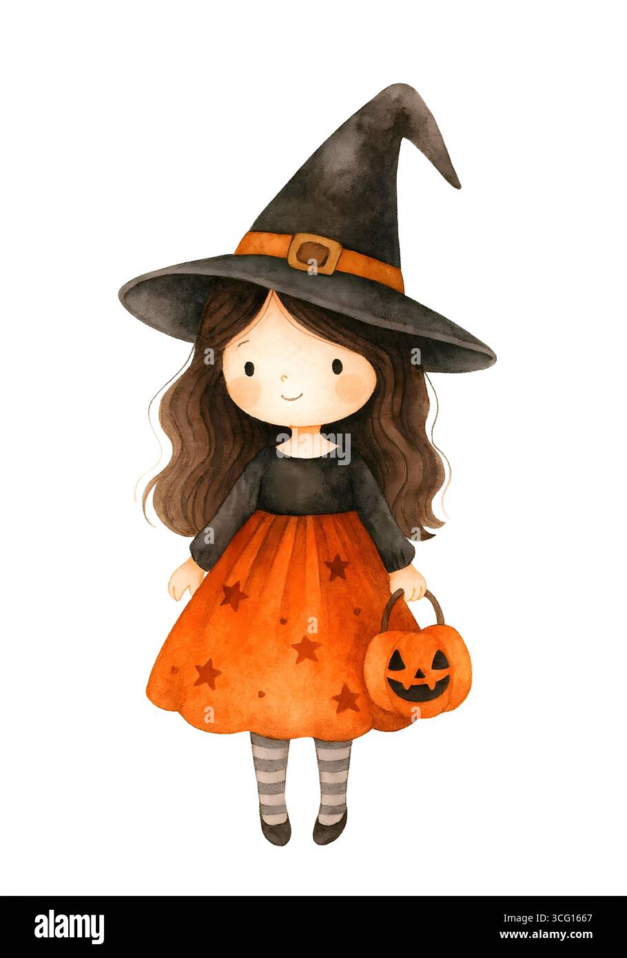 Illustration de personnage mignon d'Halloween, Clipart costume Spooky Kawaii Banque D'Images