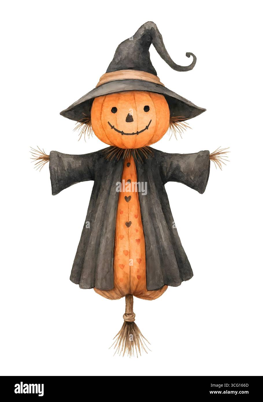 Illustration de personnage mignon d'Halloween, Clipart costume Spooky Kawaii Banque D'Images