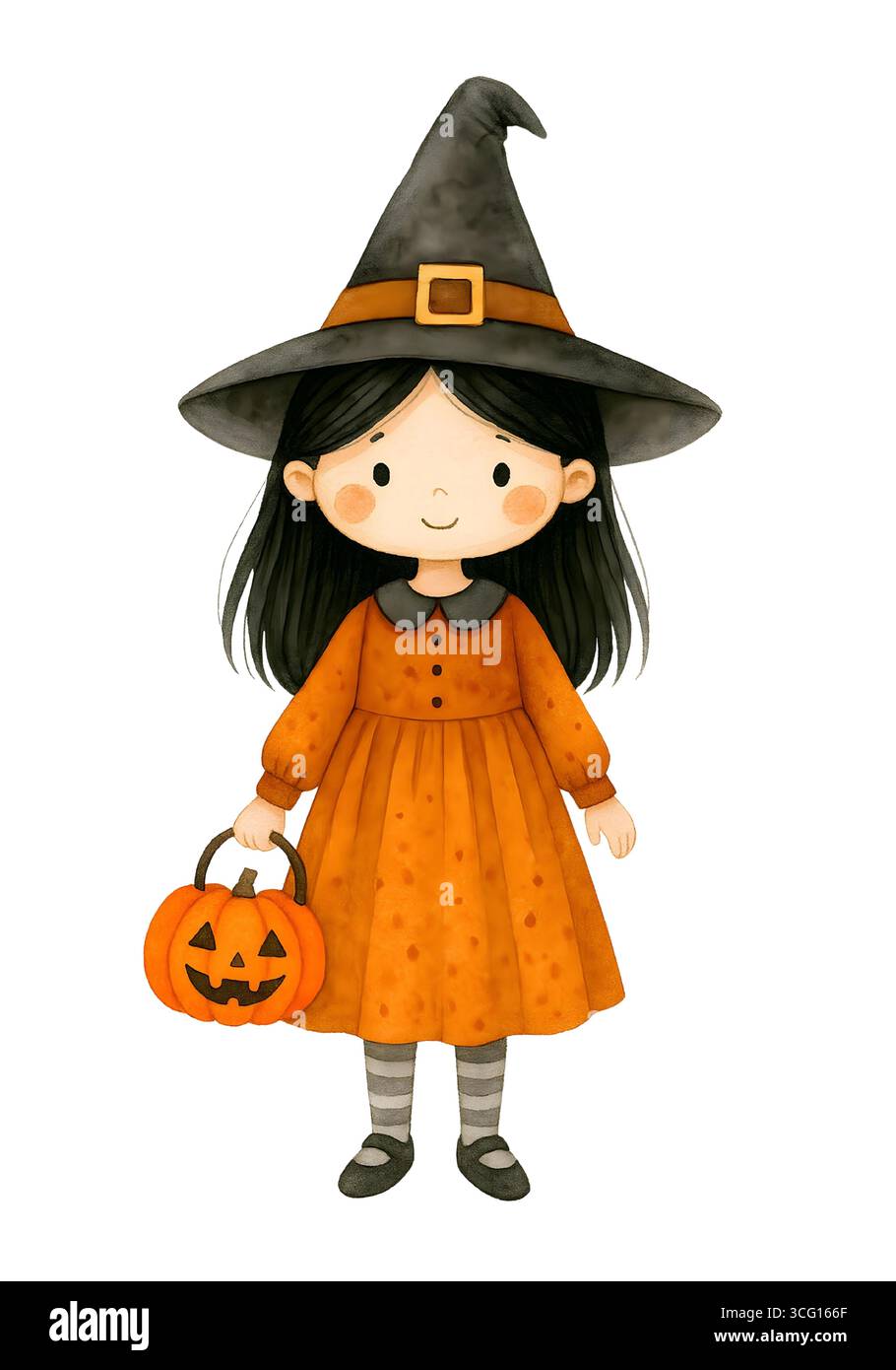 Illustration de personnage mignon d'Halloween, Clipart costume Spooky Kawaii Banque D'Images