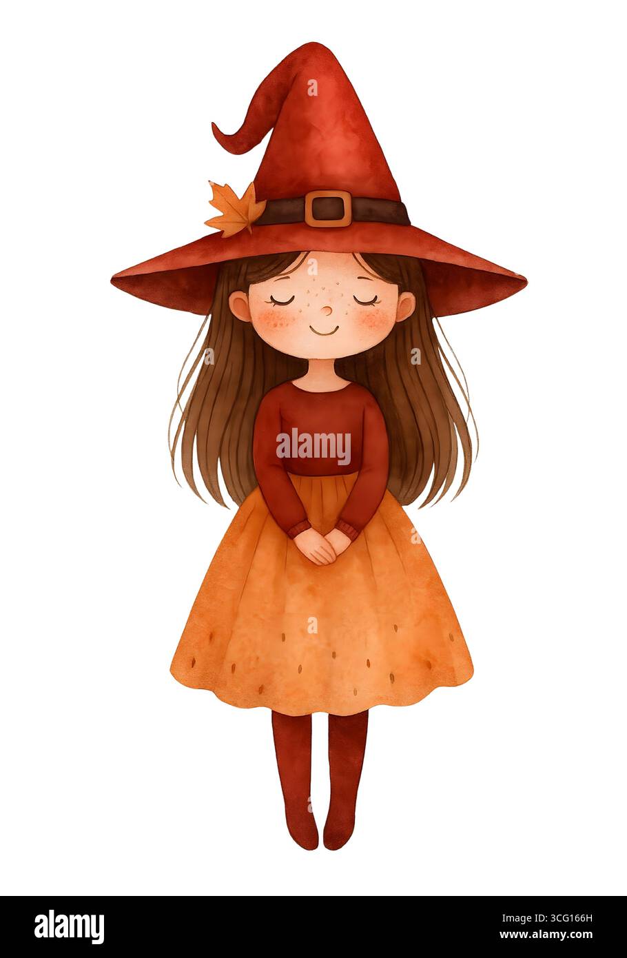 Illustration de personnage mignon d'Halloween, Clipart costume Spooky Kawaii Banque D'Images