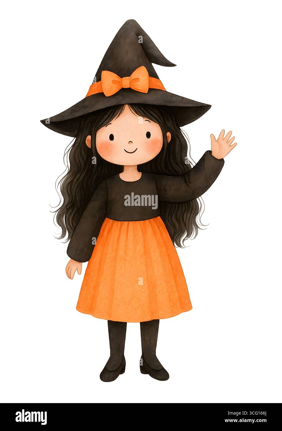 Illustration de personnage mignon d'Halloween, Clipart costume Spooky Kawaii Banque D'Images