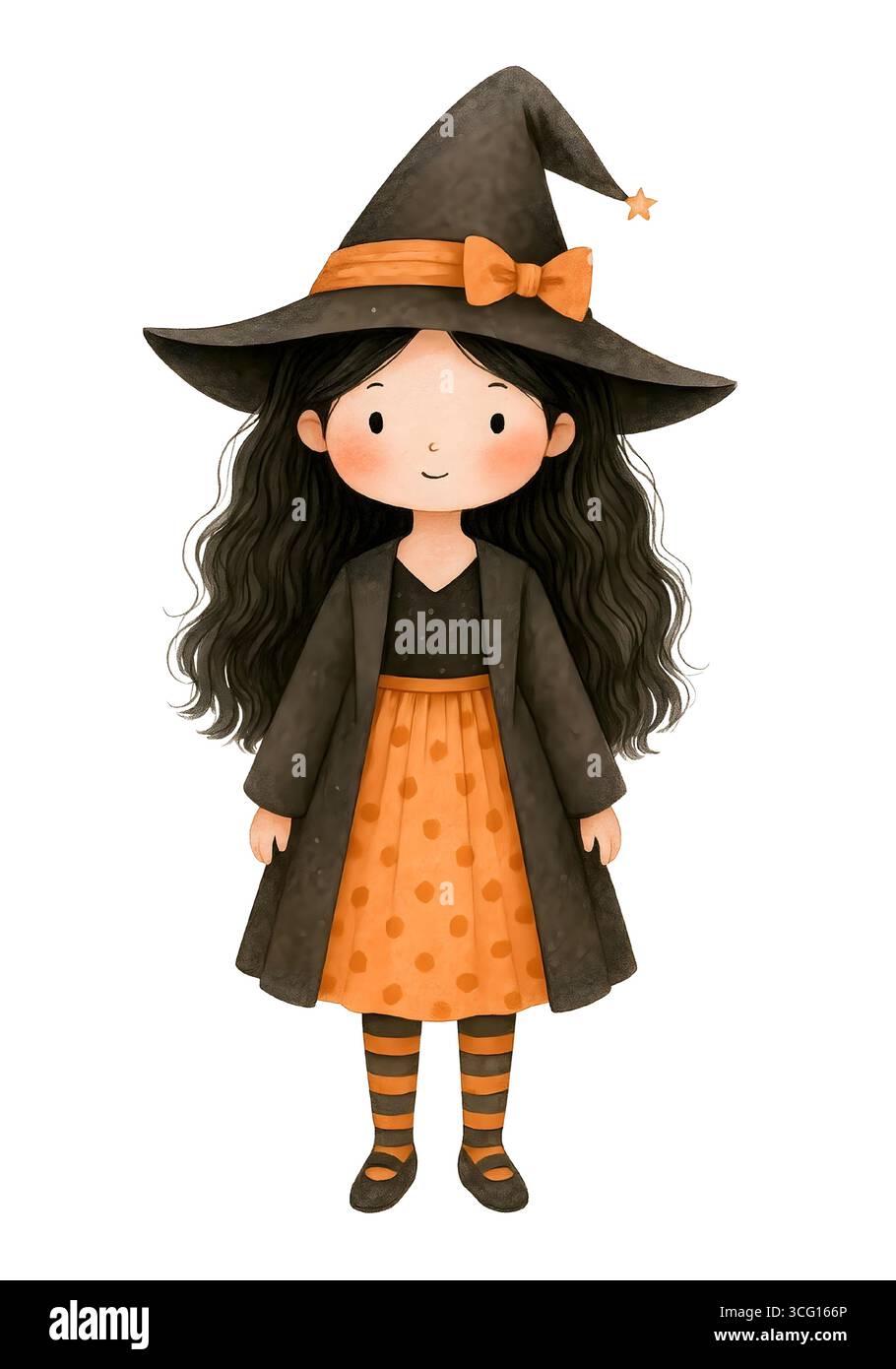 Illustration de personnage mignon d'Halloween, Clipart costume Spooky Kawaii Banque D'Images