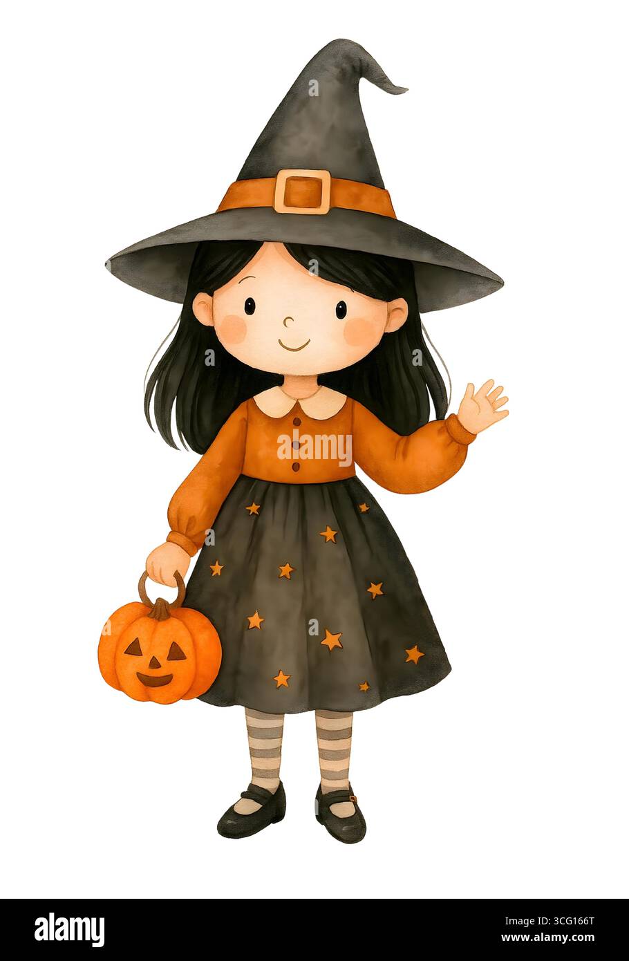 Illustration de personnage mignon d'Halloween, Clipart costume Spooky Kawaii Banque D'Images