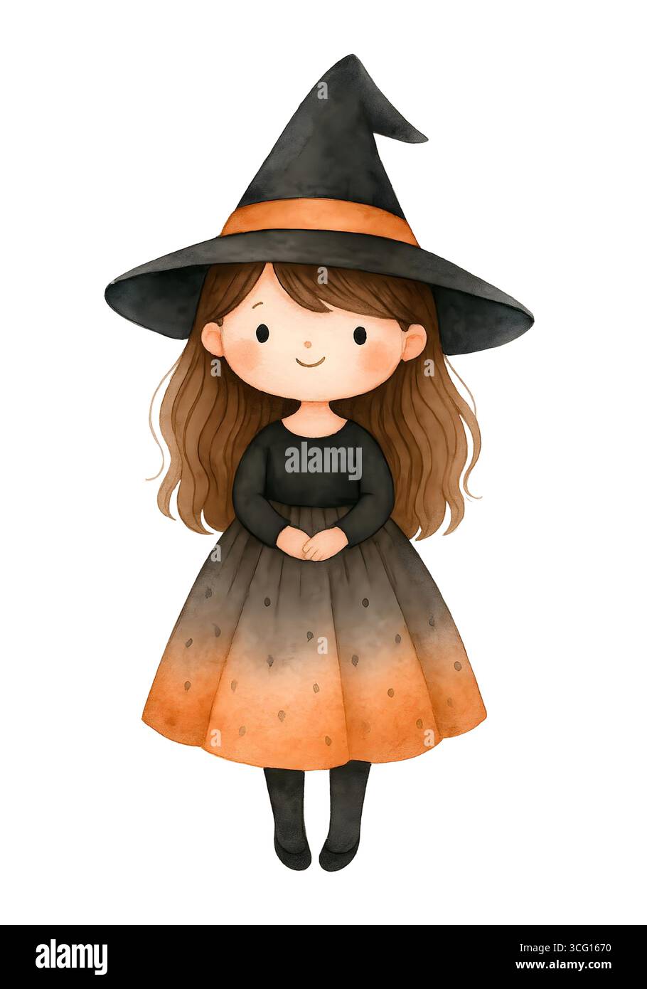 Illustration de personnage mignon d'Halloween, Clipart costume Spooky Kawaii Banque D'Images