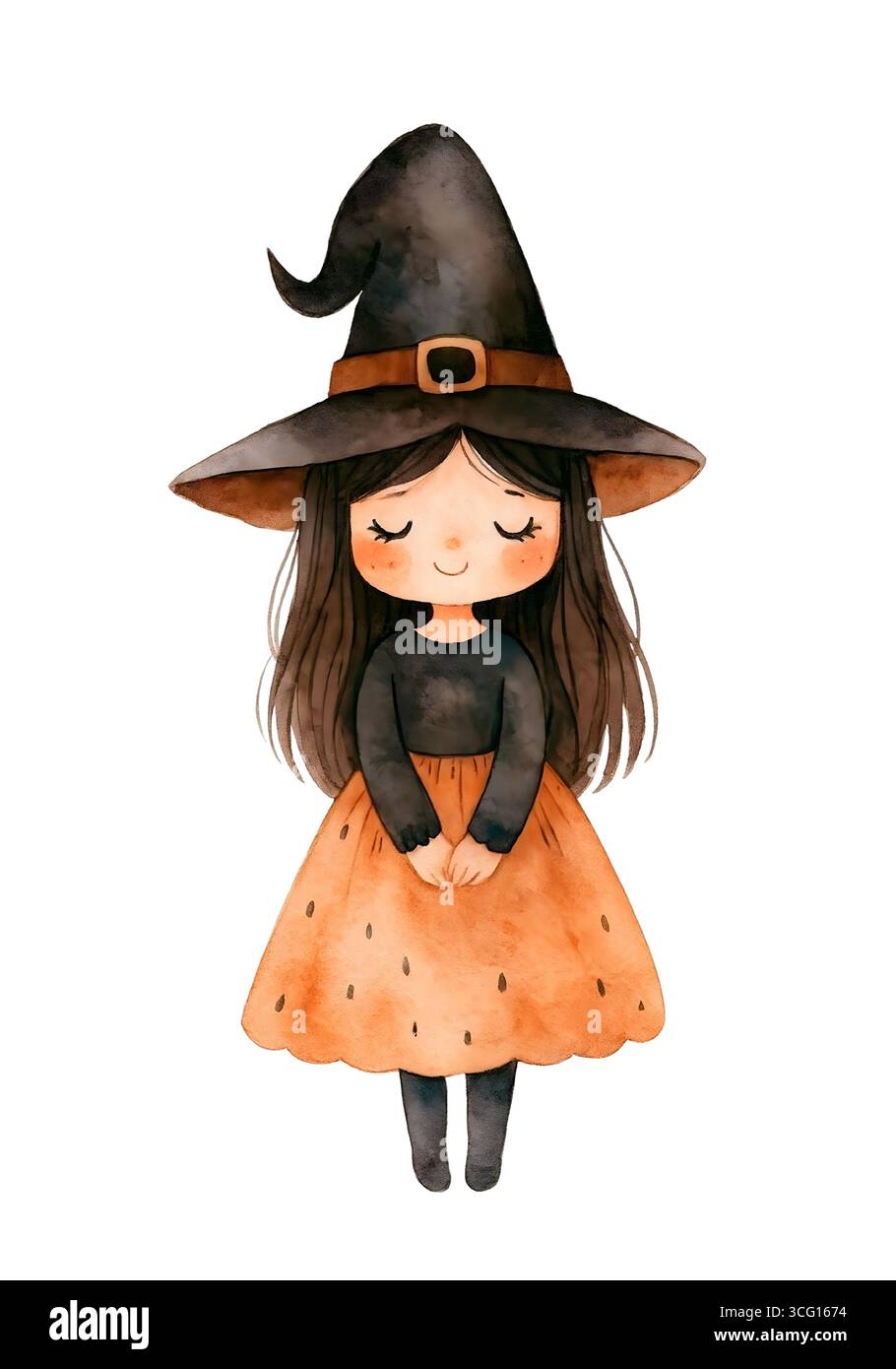 Illustration de personnage mignon d'Halloween, Clipart costume Spooky Kawaii Banque D'Images