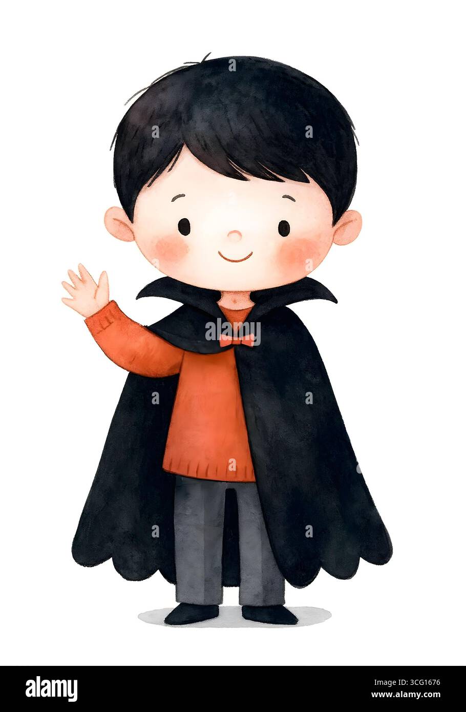 Illustration de personnage mignon d'Halloween, Clipart costume Spooky Kawaii Banque D'Images