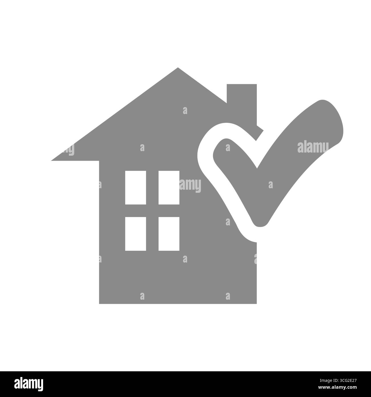 Maison avec coche, immobilier ou icône de société de sécurité. Assurance habitation, habitation assurée, vecteur sécurisé et protégé. Illustration de Vecteur