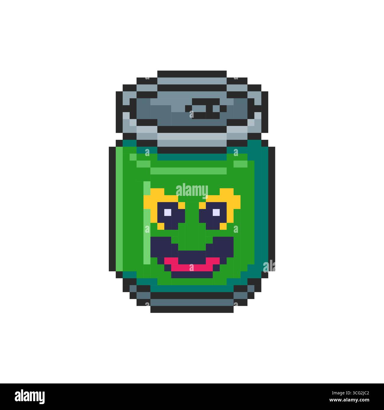 Pixel art Green Soda Can jeu design d'actifs de jeu de caractère Illustration de Vecteur