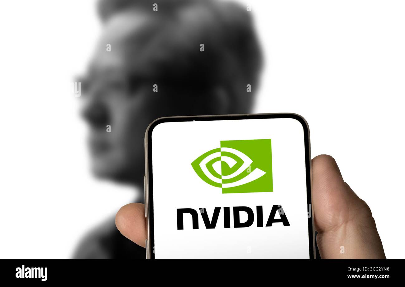 Logo NVIDIA corporation affiché sur l'appareil mobile Banque D'Images