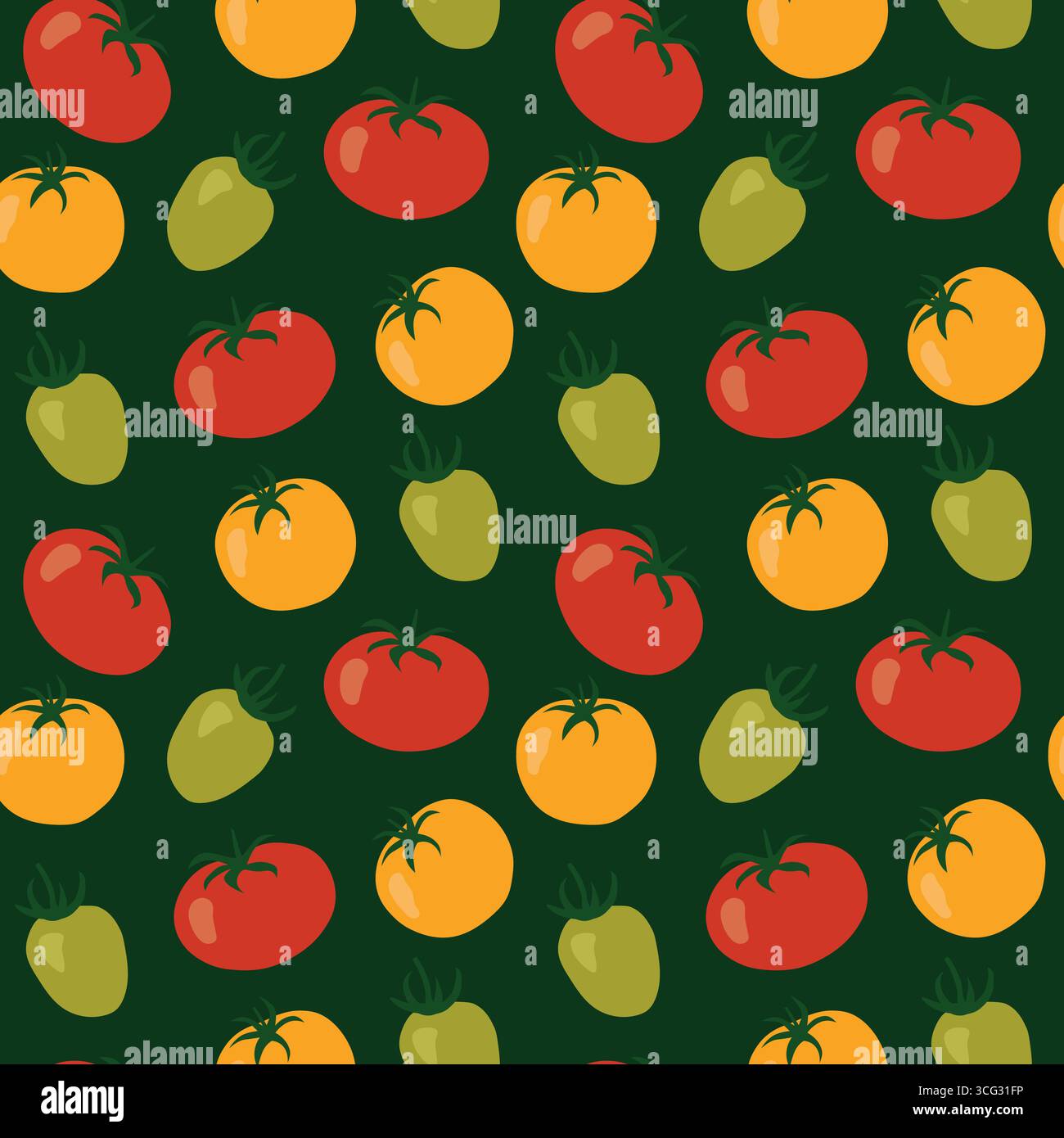 modèle sans couture avec des tomates du marché des agriculteurs ; idéal pour les textiles de cuisine, la conception d'emballage, les cartes de recettes ou les fonds numériques pour la cuisson blo Illustration de Vecteur