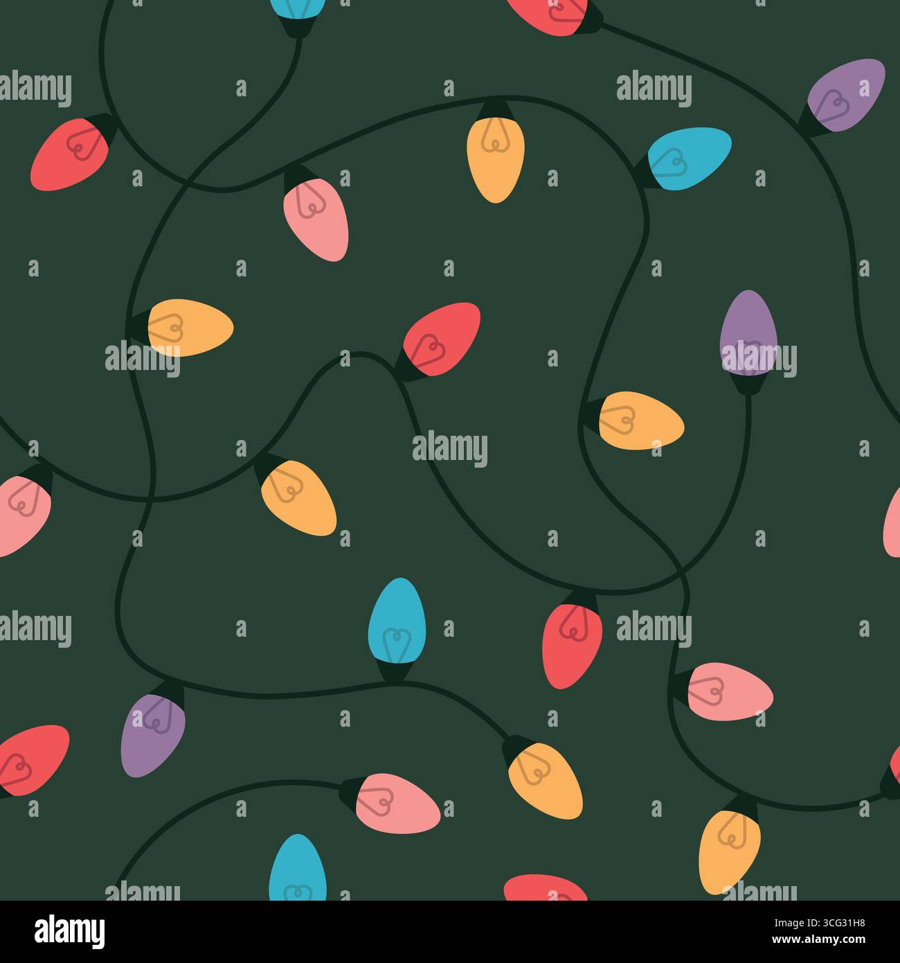 modèle sans couture avec des lumières de noël colorées ; peut être utilisé dans la conception de papier d'emballage, cartes de voeux, étiquettes-cadeaux et textiles - illustration vectorielle Illustration de Vecteur