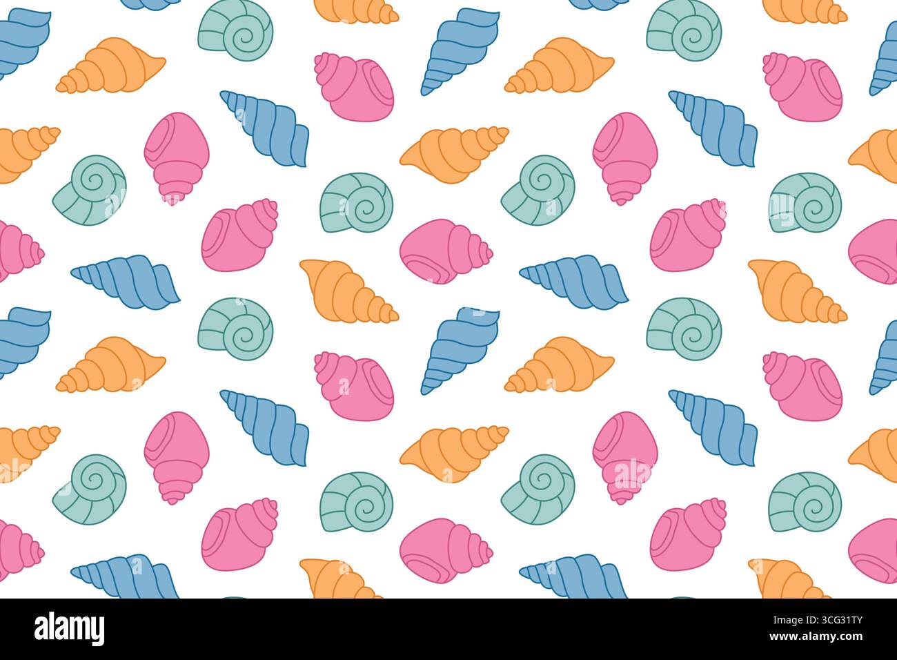 modèle d'été sans couture de coquillages de mer, idéal pour les vêtements à thème d'été, articles de décoration à la maison, papiers peints, emballage-illustration vectorielle Illustration de Vecteur