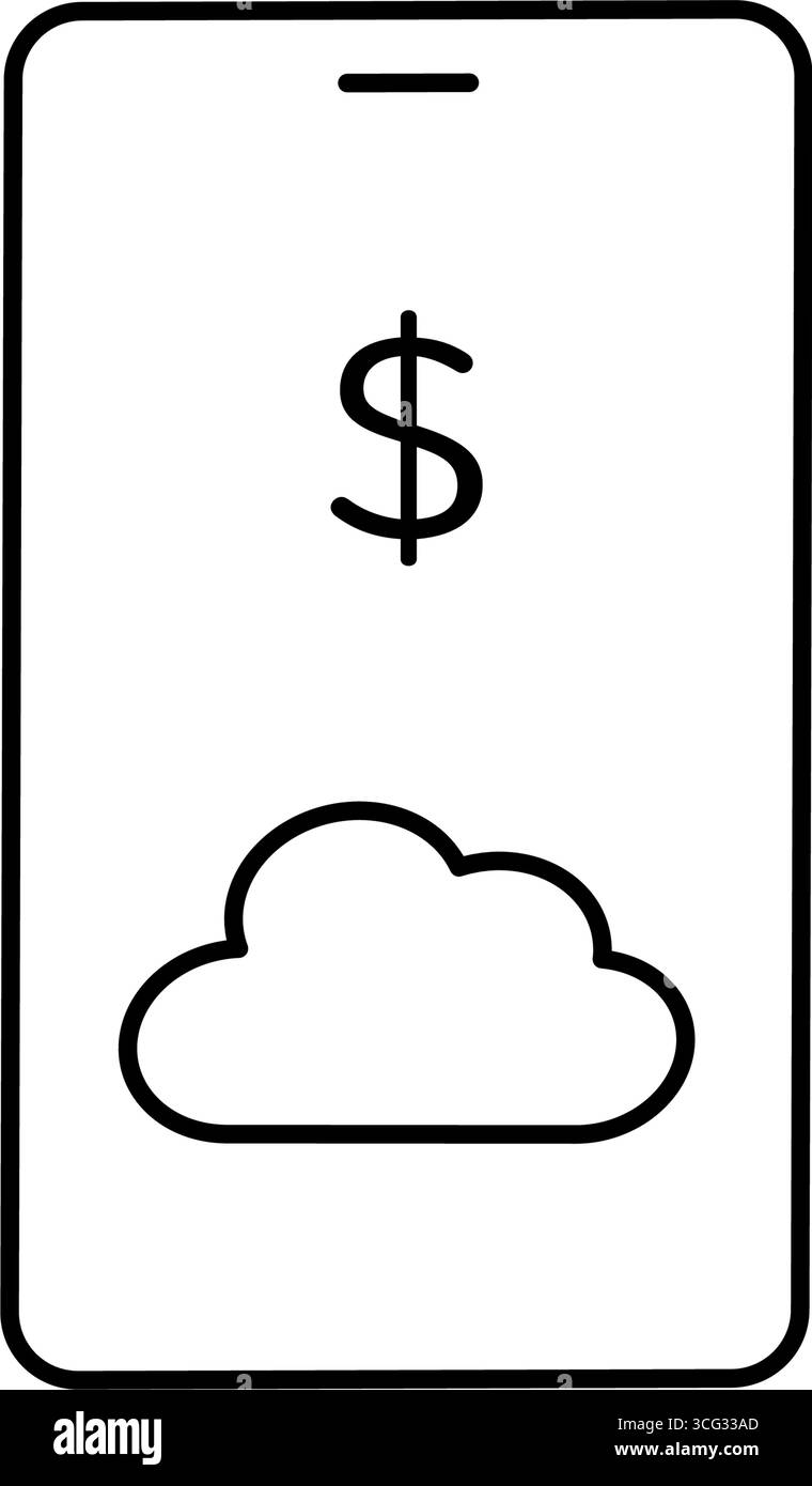 Icône FinTech du service de paiement basé sur le cloud, de la finance numérique et de l'illustration vectorielle de transaction en ligne sécurisée Illustration de Vecteur